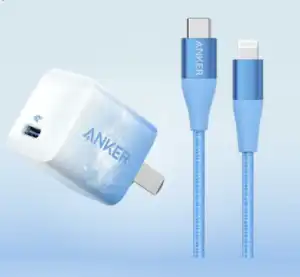 Anker 20 Watt IQ3 Charger + MFI Certified Lightning Cable Combo