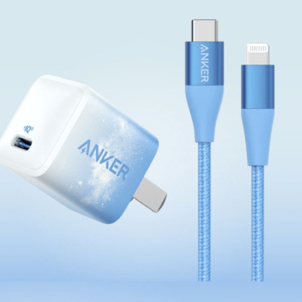 Anker 20 Watt IQ3 Charger + MFI Certified Lightning Cable Combo