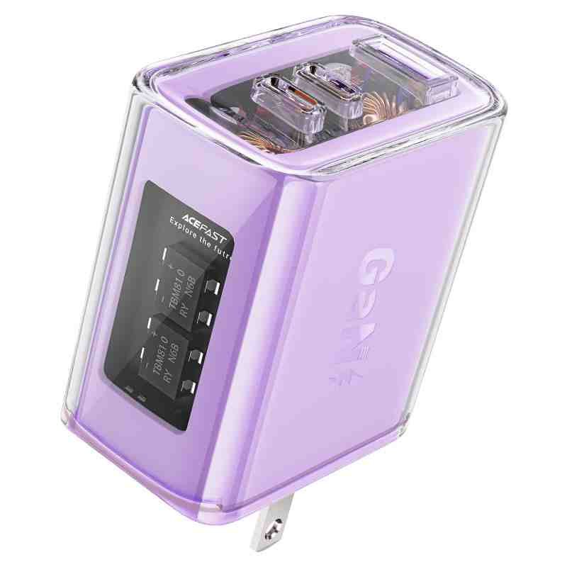 Chargeur secteur Acefast A45, 65W PD, 2x USB-C, 1xUSB-A, Violet 