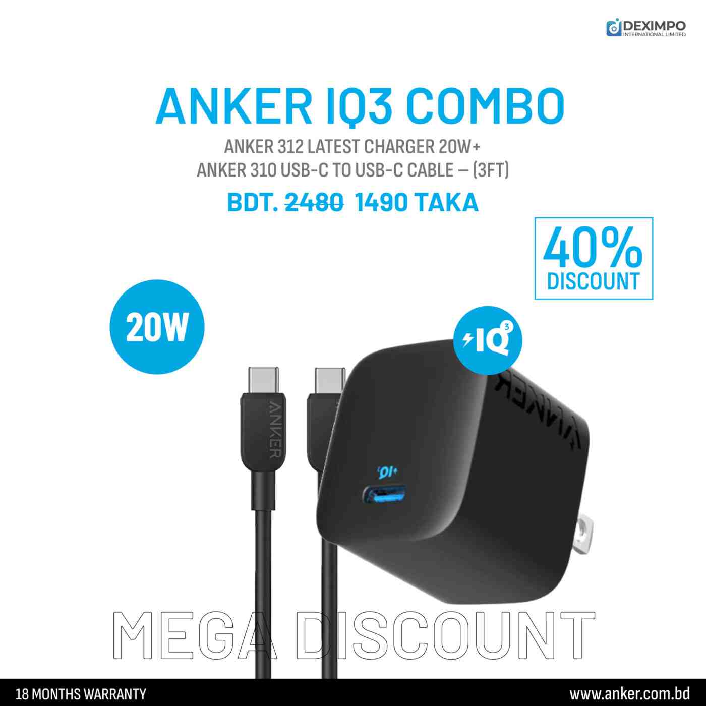 Anker 312 IQ 20w Combo scaleddeximpo_anker_bangladesh_Acefast_bangladesh