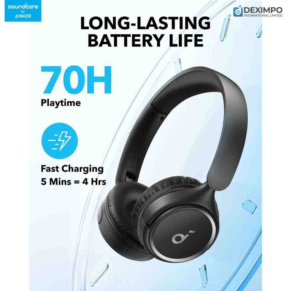 Soundcore H30i Wireless On Ear Headphones Foldable Design Pure Bass 70H Playtime Bluetooth 5.3 Lightweight and Comfortable App Connectiv 3deximpo_anker_bangladesh_Acefast_bangladesh