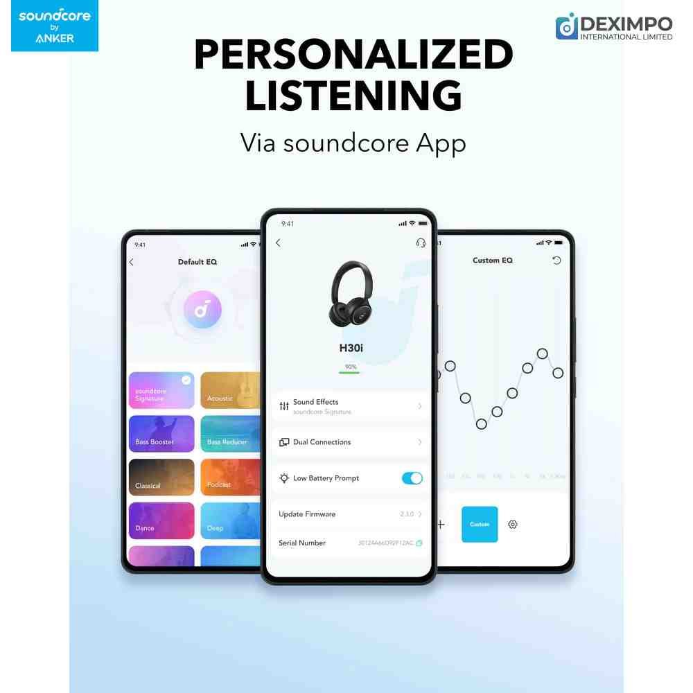 Soundcore H30i Wireless On Ear Headphones Foldable Design Pure Bass 70H Playtime Bluetooth 5.3 Lightweight and Comfortable App Connectiv 7deximpo_anker_bangladesh_Acefast_bangladesh