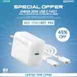 Anker 20W USB C Fast Wall Charger with Type C to C Cable