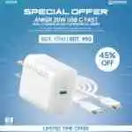 Anker 20W USB C Fast Wall Charger with Type C to C Cable