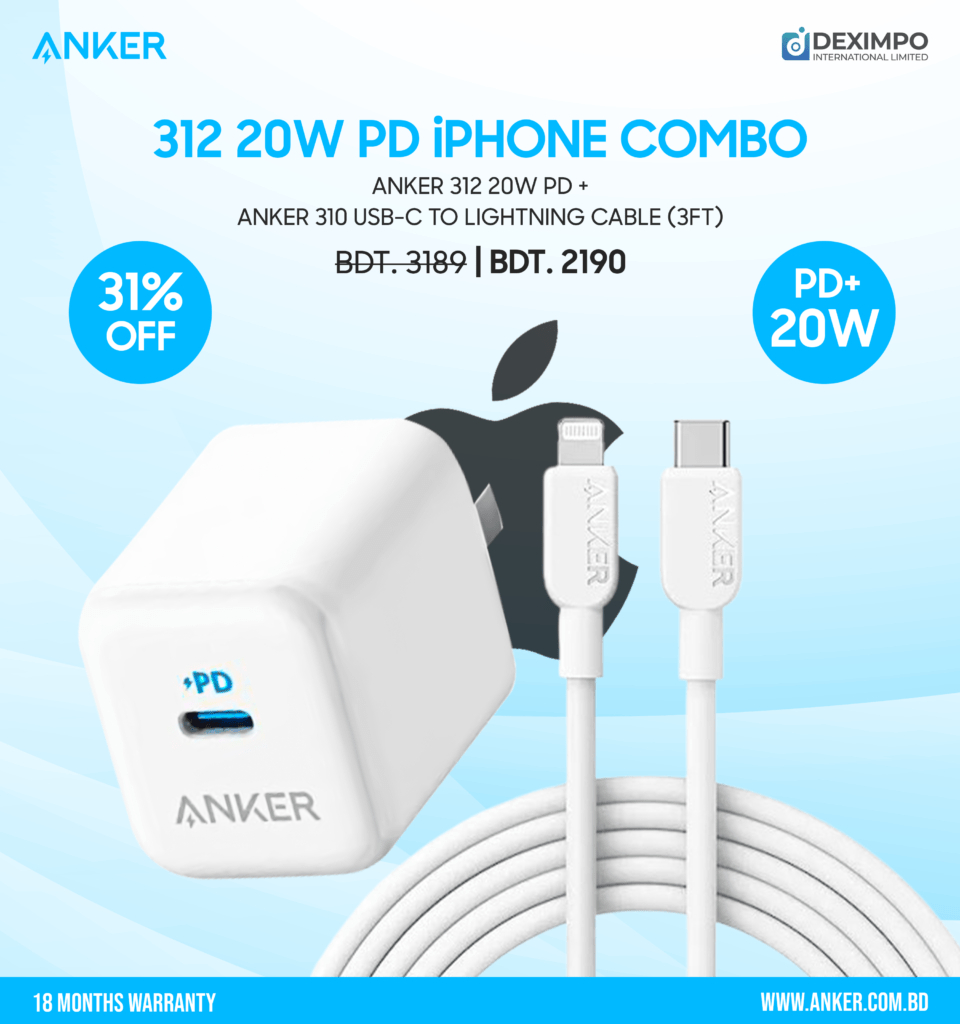 Anker 312 20W PD Combo – For iPhonedeximpo_anker_bangladesh_Acefast_bangladesh