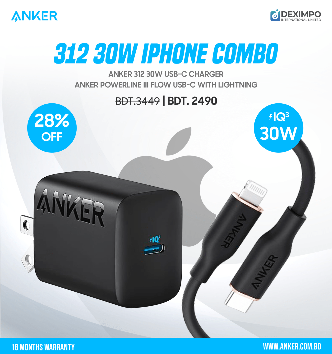 Anker 312 30W iPhone Combo 1deximpo_anker_bangladesh_Acefast_bangladesh