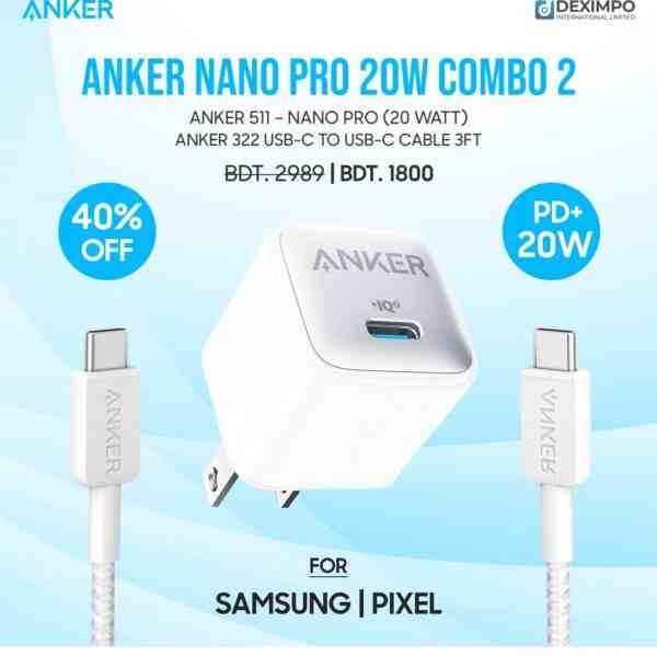 Anker Nano Pro 20w Combo 2 For iPhone Pixel and Samsung