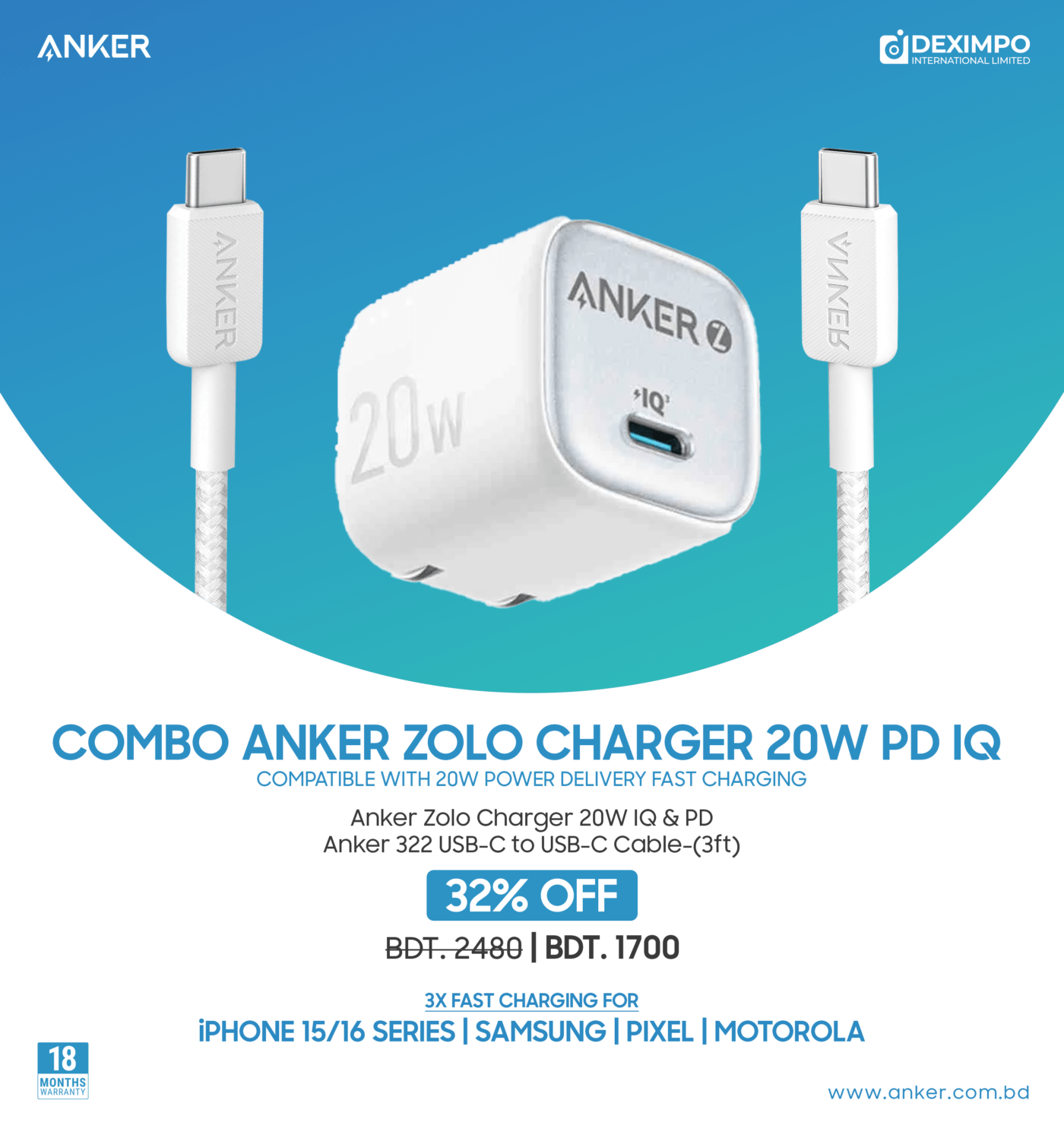 Anker Zolo 20w Combodeximpo_anker_bangladesh_Acefast_bangladesh