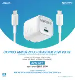Combo Anker Zolo Charger 20W IQ & PD iPhone/Samsung/Pixel