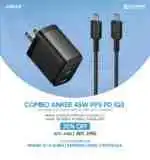 Anker 313 Combo 45W Fast Charger 2.0 for Samsung also PPS/PD/IQ3 Support Black