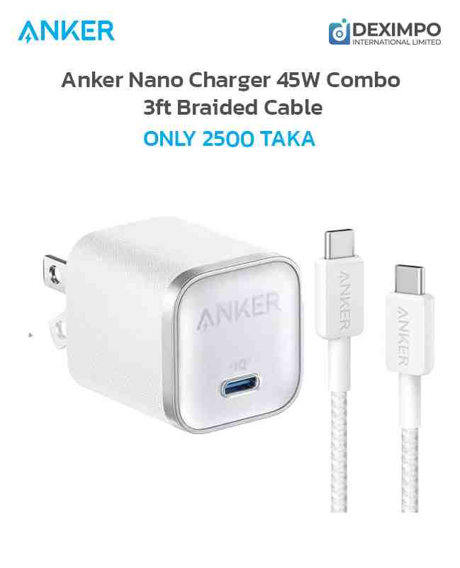 Anker Nano Charger 45W Combo 3ft Braided Cable
