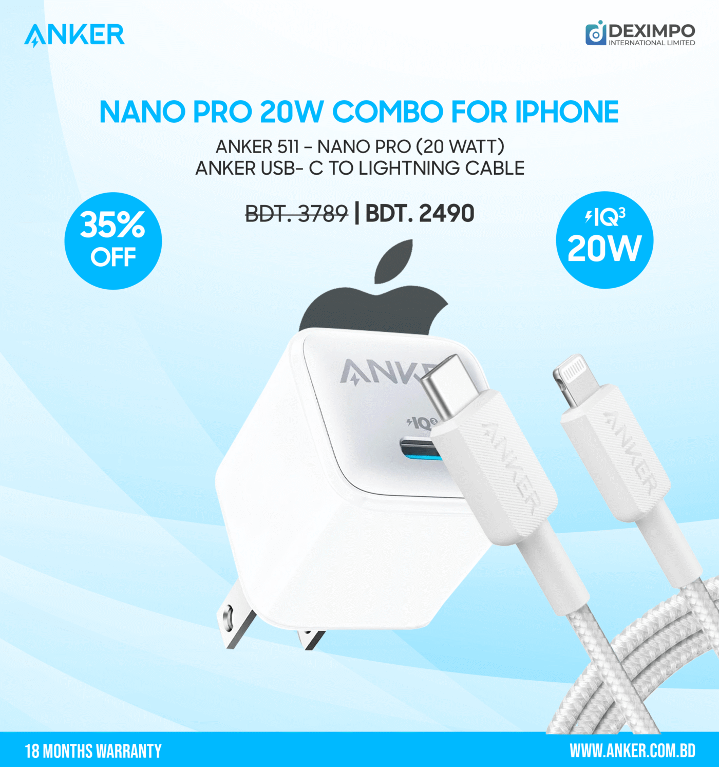 Anker Nano Pro 20w Combo For IPhone Braided scaleddeximpo_anker_bangladesh_Acefast_bangladesh