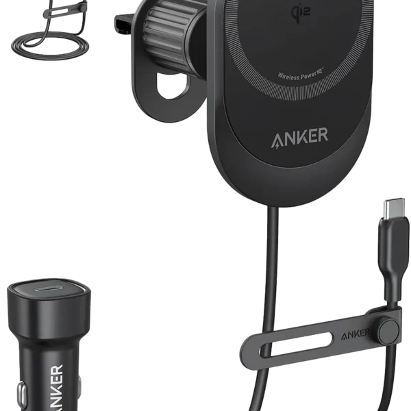 Anker MagGo Wireless Car Charger (Pad, Built-In USB-C Cable)