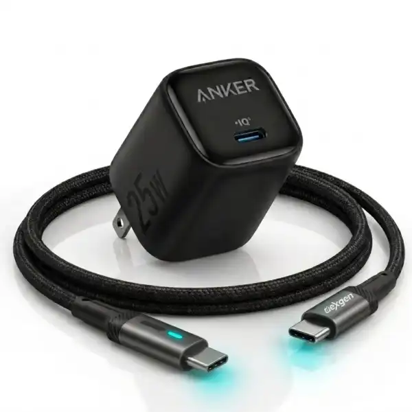 Anker 25W Compact PD & PPS Fast Charger with DexGen Prime USB-C to USB-C Data Cable Combo