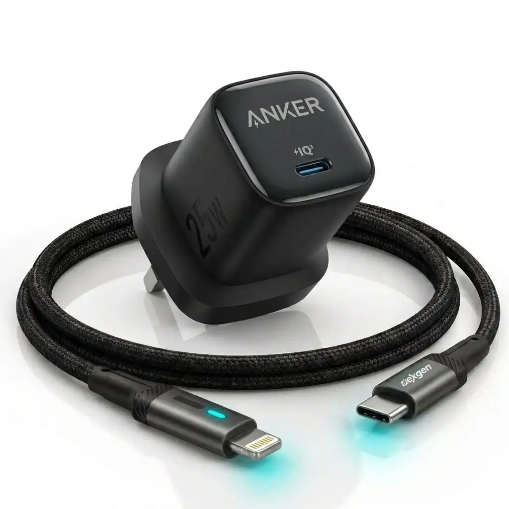 Anker 25W Compact PD & PPS Fast Charger with DexGen Prime USB-C to Lightning Data Cable Combo