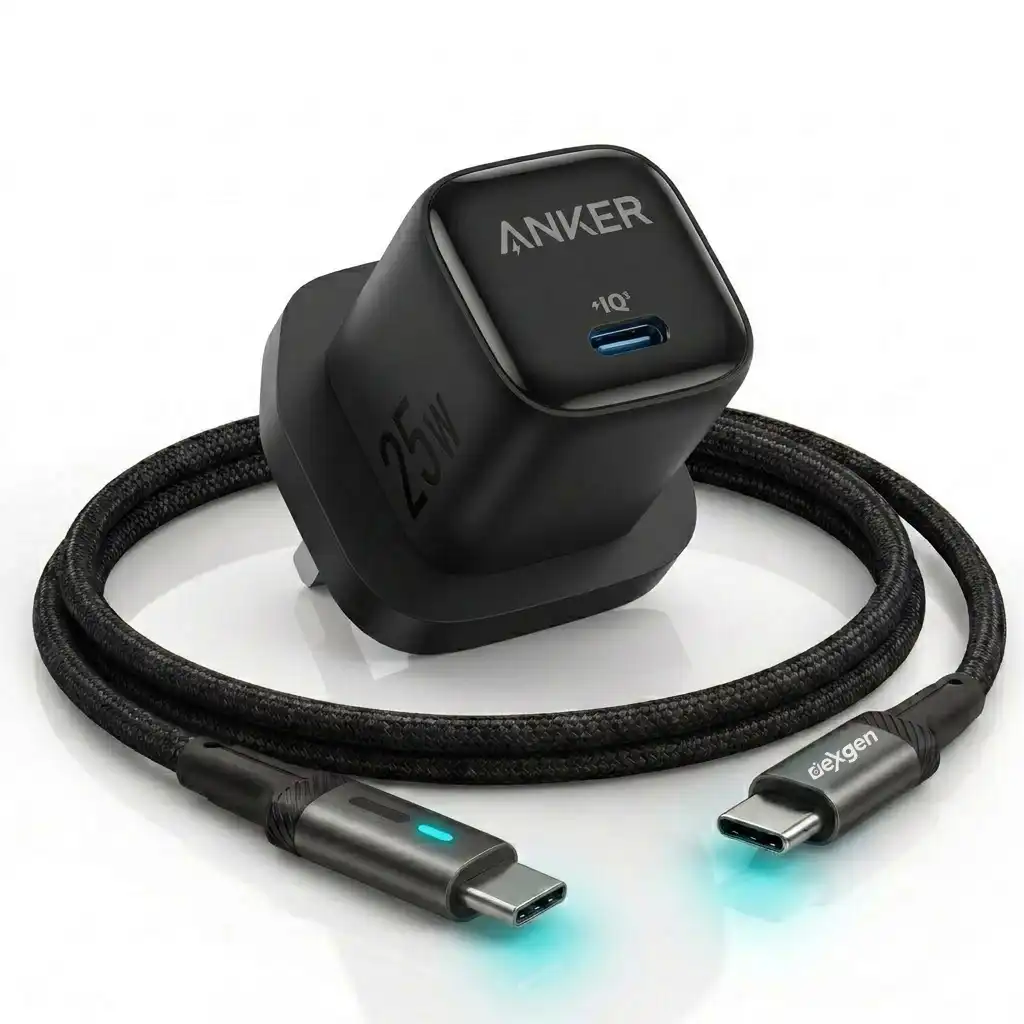 Anker 25W Compact PD & PPS Fast Charger with DexGen Prime USB-C to USB-C Data Cable Combo